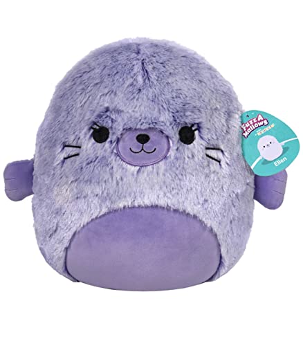 Squishmallow Official Kellytoy Fuzz-A-Mallows Squishy Soft Plush Toy Animal (12 Inch, Ellen Seal)