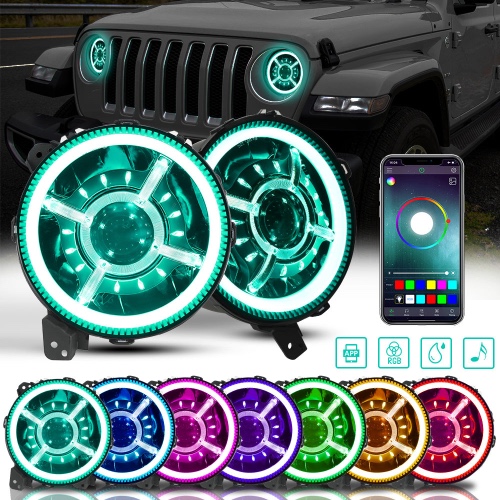 Jeep Wrangler JL &amp; JT Gladiator 9 Inch RGB halo LED Headlights