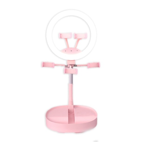 Deluxe Rechargeable Ring Light (with Built-in Battery) | Blush Pink / Ring Light with 1 Phone Holder
