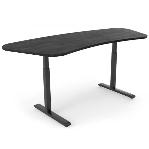 ERGONOMYX Electric Stand-Up Desk (Works with Alexa & Smartphone), 1-Piece Solid Bamboo Top, Smartphone-Controlled, Height Adjustable (Ergonomic (62" x 25"), Black Bamboo Top (Black Legs)) - Ergonomic (62" x 25") Black Bamboo Top (Black Legs)