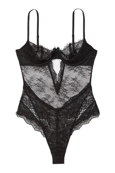 Victoria's Secret Black Unlined Lace Balcony Bodysuit