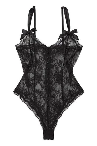 Victoria's Secret Black Archive Lace Triangle Bodysuit