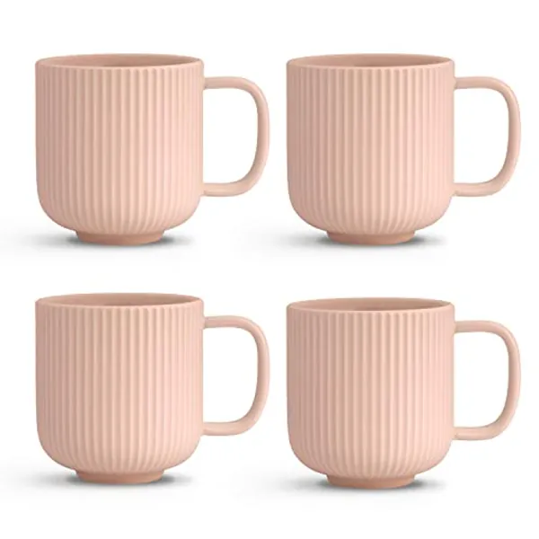 KØZY LIVING Keramik Tasse 4 Stk - 300 ml Tassen-Set in skandinavischem, nordic Design - perfekt für Kaffee oder Tee - Pastellrosa