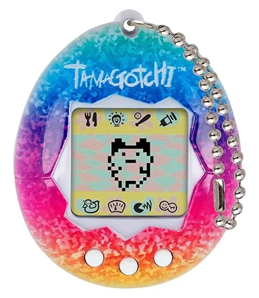 TAMAGOTCHI Bandai Original Rainbow Shell Original Cyber Pet 90s Adultos y Niños Juguete con Cadena | Las Mascotas virtuales Retro Son Grandes Juguetes o Regalos para niños y niñas a - Arcoíris