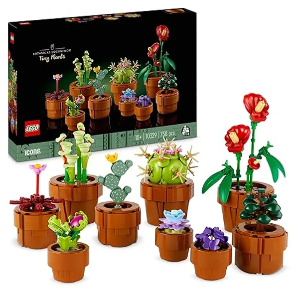 LEGO Botanical Plantas Diminutas con 9 Flores Artificiales para Construir en Maceta de Terracota, Decoración del Hogar, Regalo de Cumpleaños para Mujer, Hombre, Esposa o Esposo 10329 - 03. Juego de mini plantas ornamentales