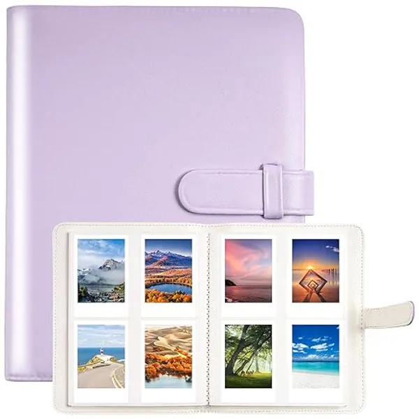 Album Fotos con 256 Bolsillos para Película de 3 Pulgadas, para Fujifilm Instax Mini 90 9 8 8+ 70 7c 7s 11 50s 7+ 25 Mini LiPlay Mini Link, para Polaroid Snap, para Kodak Sofortbilddrucker - Púrpura