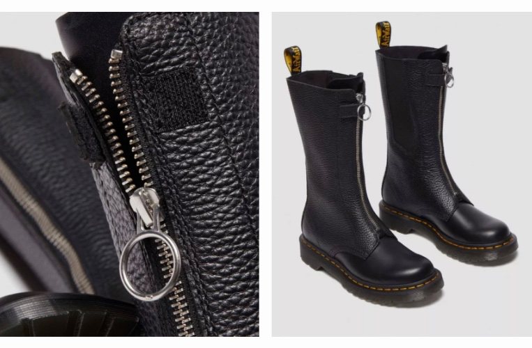 Front zip leather boot