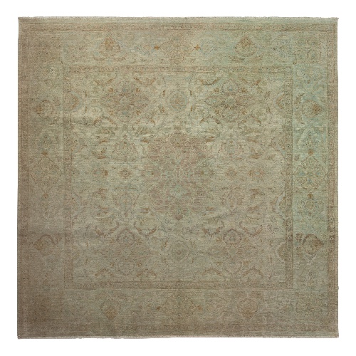 Grey Traditional Wool Silk Blend Rug - 9'1" x 9'2" | Default Title