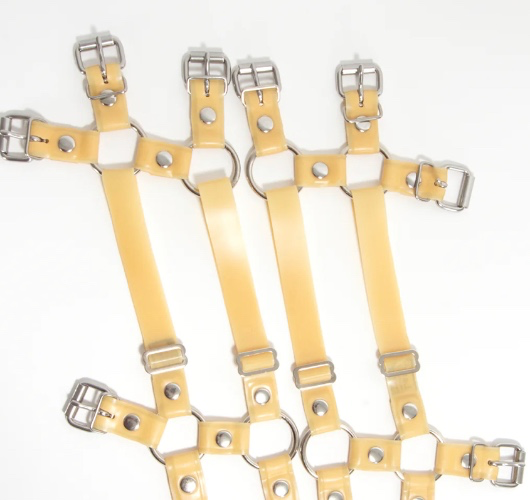 Fetish Latex: Harness Addition Buckle Leg Straps | Translucent Natural / 2 Straps / X-Small
