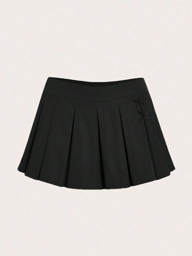 High Waisted Pleated Tennis Skirt In Black | XS