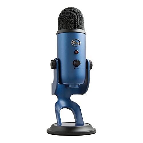 Logitech for Creators Blue Yeti USB Microphone for Gaming, Streaming, Podcasting, Twitch, YouTube, Discord, Recording for PC and Mac, 4 Polar Patterns, Studio Quality Sound, Plug & Play-Midnight Blue - Midnight Blue - Microphone - Microphone