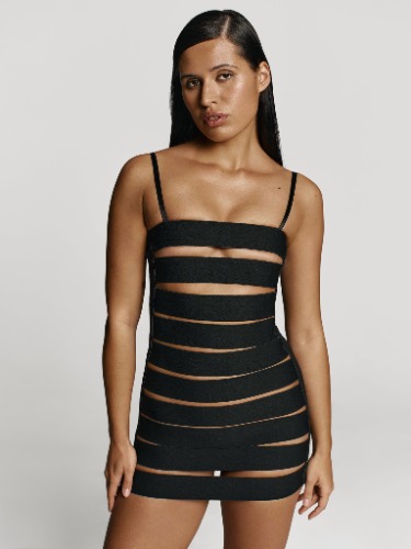 Borderline dress in Onyx | S / Black / Rubber band