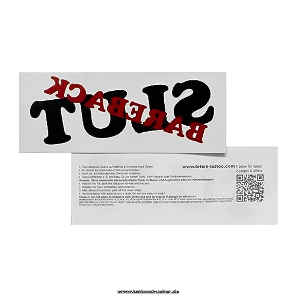 5 x Bareback Slut Tattoo - Schriftzug in schwarz rot - Sexy Kinky Fetisch Tattoo (5)