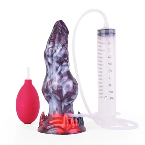 Jixaxe Fantasy Dildo mit Spritzfunktion Monster Spritz Dildos Silikon Analdildos Animal Dragon Dildo mit Knoten & Saugnapf Analplug Spritzdildo Diloschwanz Sex Spielzeug für die Frau Männer Anal Toys