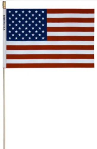 US Stick Flag 8 in X 12 in Poly Cotton w/Pole Sleeve MTD Birch Staff