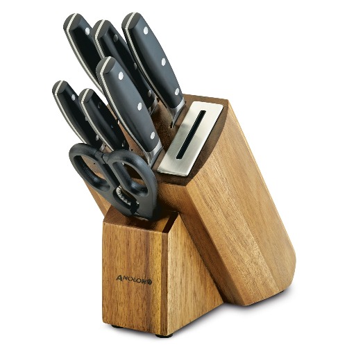 8-Piece Japanese Steel Knife Block Set with Built in Sharpener | Default Title