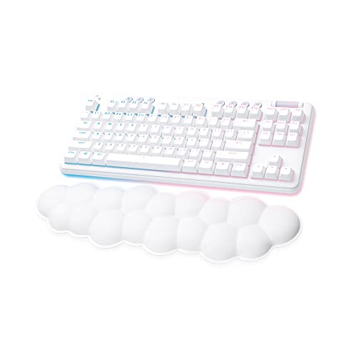 Logitech G715 Wireless Mechanical Gaming Keyboard with LIGHTSYNC RGB Lighting, Lightspeed, Linear Switches (GX Red), and Keyboard Palm Rest, PC and Mac Compatible, White Mist - Wireless - Linear - Keyboard