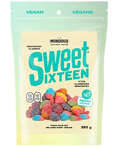 Sweet Sixteen Candy Vegan Sour Gummies Mix, Flavorful Gummy Candy, Vegan, Peanut and Nut-Free Sour Candy - 350g per Pack