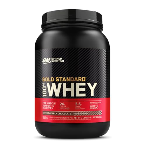 Optimum Nutrition Gold Standard 100% Whey Protein Powder, Extreme Milk Chocolate, 2LB, Packaging May Vary - Chocolate - 907 g (Pack of 1)