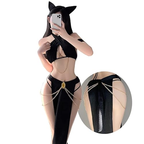 Sexy Cosplay Lingerie Cat Egyptian Cleopatra Costume Halloween Princess Leia Role Playing Outfit Slave Maid Outfit Dress