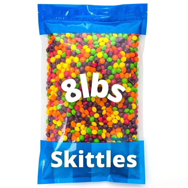 Skittles Bulk Candy in an 8 lb Resealable Bomber® Bag Fresh, Tasty Bulk Skittles Candy Treats - Great For Office Candy Bowls - Vending Machine Refill - Holidays -Wholesale - Party Size!!!! - 