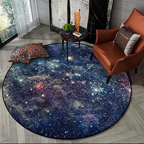 Galaxy Round Rugs, Universe Space Nebula Stars Starry Carpet Large Floor Mat for Living Room, Bedroom (Galaxy, 2.6 ft Diameter) - 2.6 ft Diameter - Galaxy