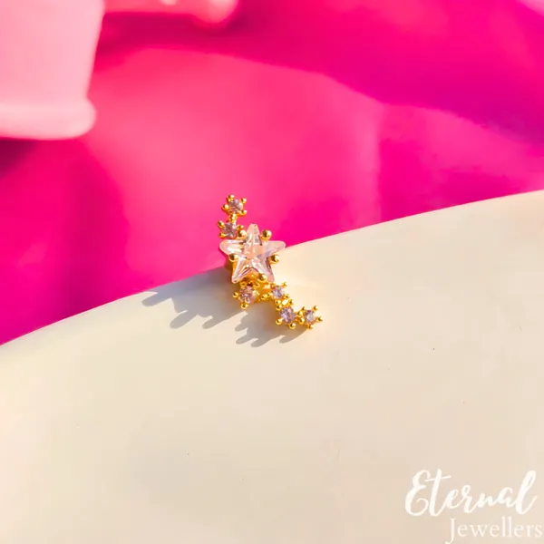 Starburst Crawler Helix, Conch & Lobe Cubics Zirconia earrings 18k Gold Silver Cubic Zirconia Cartilage earring labret, Conch Piercing