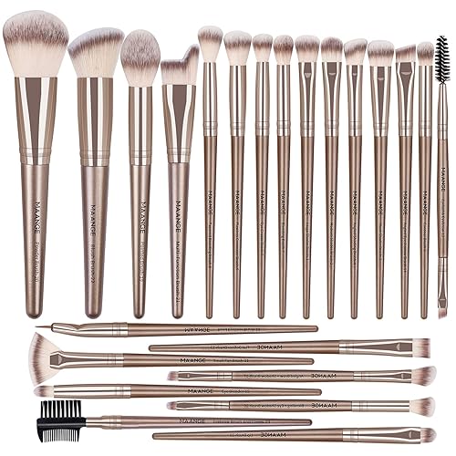 MAANGE Makeup Brush Set 23 Pcs Makeup Brushes Premium Synthetic Make up brushes Professional Face Powder Blush Pointed Eyeshadow Blending Brush Kit, Graduation Gift (Champagne) - champagne