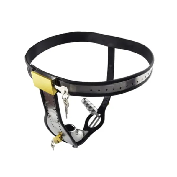 Bondage Masters Male Chastity Belt, Removable Butt Plug, Adjustable Stainless Steel