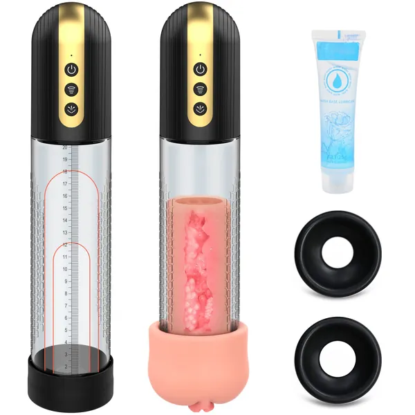 Electric Vacuum Penis Pump for Men - Penis Enlargement Vacuum Pump with Pocket Vagina & 4 Suction Intensities, High-Vacuum Air Pressure Electric Pump Cock Enlarger for Bigger Stronger Harder Erection