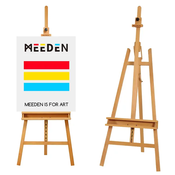 MEEDEN Large Painters Easel of Max Height 89'', Hold Canvas up to 48", Adjustable Solid Beech Tripod Wood Artist Easel, Studio A-Frame Art Easel for Painting with Storage Tray