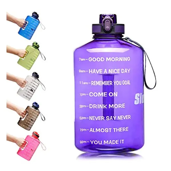 
                            SLUXKE 3.78 L/2.2 Litre Motivational Sports Water Bottle with Time Marker, Wide Mouth 1 Gallon Water Bottle BPA Free Leakproof Hydrate Water Bottle for Fitness Outdoor Enthusiasts
                        