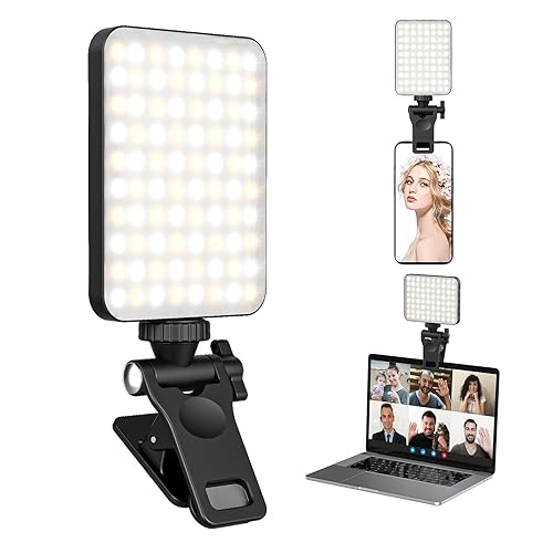 XINBAOHONG LED Video Light, Mini Selfie Light Rechargeable Clip-on Ring Light for Phone Laptop Tablet and Computer Dimmable Fill Lamp for Conference Zoom Call Photography Makeup Picture