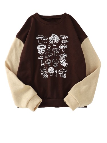 SOLY HUX Women's Casual Graphic Print Crewneck Sweatshirt Color Block Long Sleeve Pullover Top