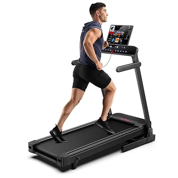 FLYLINKTECH Home Treadmill, Vitesse maximale 16km/h,Tapis de Course Pliable,Télécommande, Machine de Marche et de Course pour l'exercice de Fitness à Domicile en Intérieur Treadmill
