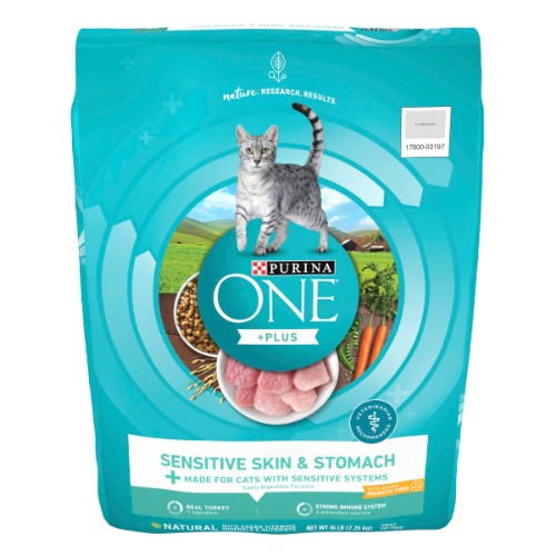 Purina ONE Sensitive Skin & Stomach with Real Turkey, Natural Adult Dry Cat Food - Turkey 16 lb. Bag