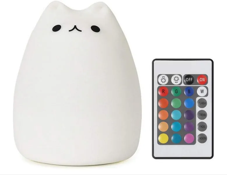 Cat Lamp, 16 Colors Remote Control Silicone Cute Kitty Night Light for Kids Toddler Baby Girls Bedroom