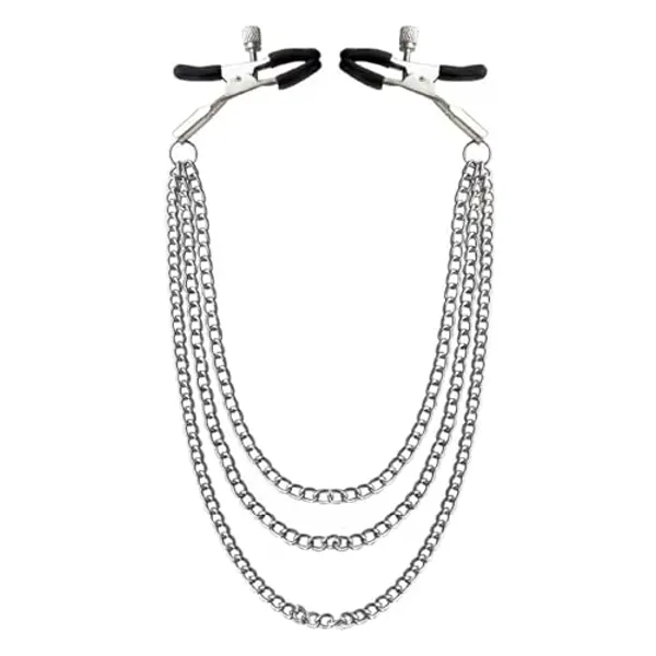 316L Nipple Clamp Adjustable Pressure Pearl Body Chains Necklace Stainless Steel Ring Non Piercing Body Jewelry for Women Men Faux Body Jewelry