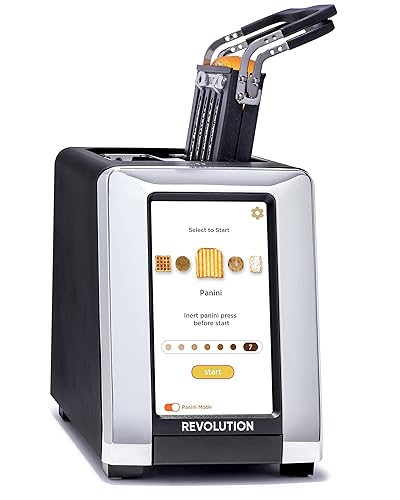Revolution R180B High-Speed Touchscreen Toaster, 2-Slice Smart Toaster with Patented InstaGLO Technology & Revolution Toastie Panini Press - Matte Black + Toastie Press