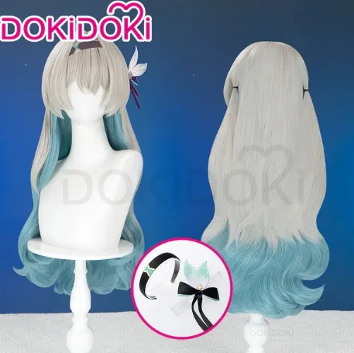 DokiDoki Game Honkai: Star Rail Cosplay Firefly Wig Long Curly Grey Blue Wig | Wig Only-PRESALE