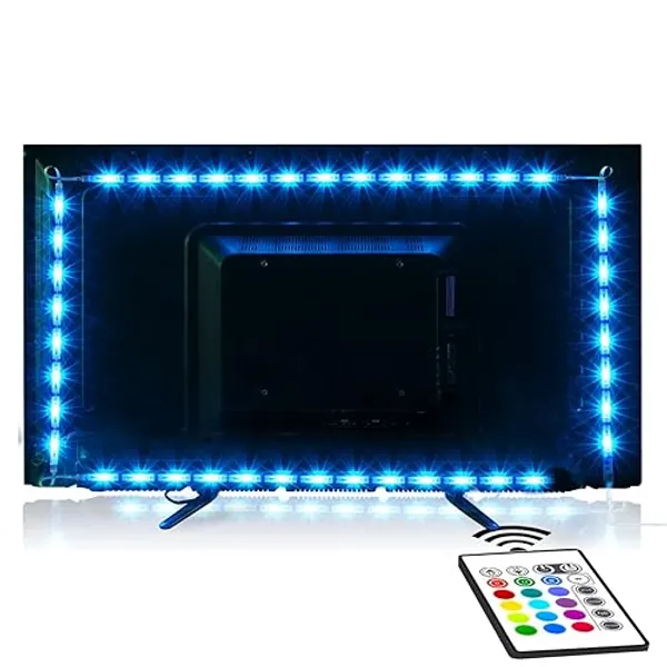 maylit Tv Led Backlight, Pre-Cut 16.4ft Led Strip Lights for 75-85in Tv,4Pcs Adapter Powered Tv Lights kit with Remote,RGB Bias Lighting for Room Decor