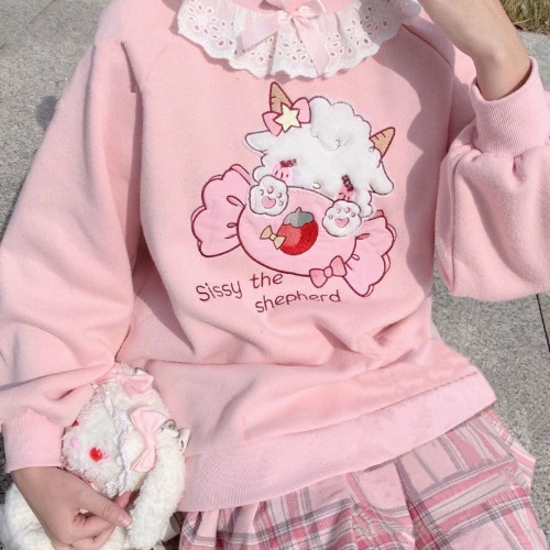 Sweetheart Bunny Crewneck - Pink / L