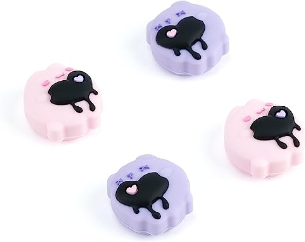 GeekShare 4PCS Joystick Thumb Grip Caps Cute Silicone Thumbstick Caps Kawaii Bear Shaped Joystick Cover Compatible with Nintendo Switch/OLED/Switch Lite - Sensitive Heart