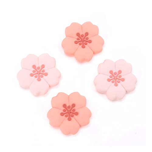 GeekShare 4PCS Cute Silicone Joycon Thumb Grip Caps,Kawaii Flower Shaped Joystick Cover Compatible with Nintendo Switch/OLED/Switch Lite (Sakura)