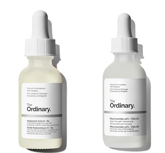 The Ordinary Face Care Bundle: Hyaluronic Acid 2% + B5 (30ml) and Niacinamide 10% + Zinc 1% (30ml) with TOSSI makeup cleansing wipes