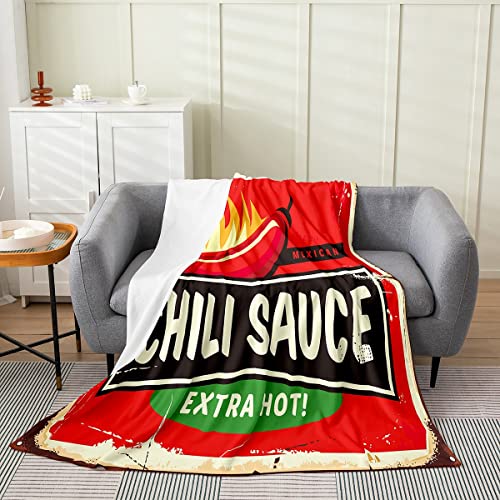 Feelyou Kids Chili Sauce Plush Throw Blanket, Throw 50"x60" Red Chili Hot All Season,Bed Blanket for Girls Teens Bedroom Decor Vegetable Flannel Fleece Blanket Women Men - Multi 30 - Throw