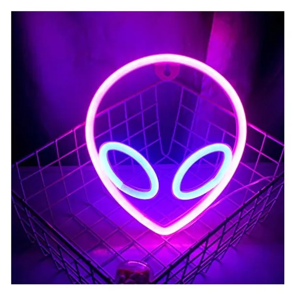 
                            Wanxing Alien Neon Signs LED Neon Wall Sign Pink Blue Neon Lights for Bedroom Kids Room Hotel Shop Restaurant Game Office Wall Art Decoration Sign Party Supply Gift (Pink Blue)
                        