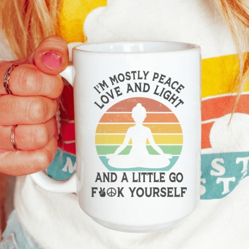 I'm Mostly Peace Love And Light Mug15 oz - White / One Size
