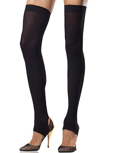 Leg Avenue Women's Stirrup Thigh High Stockings - High Black