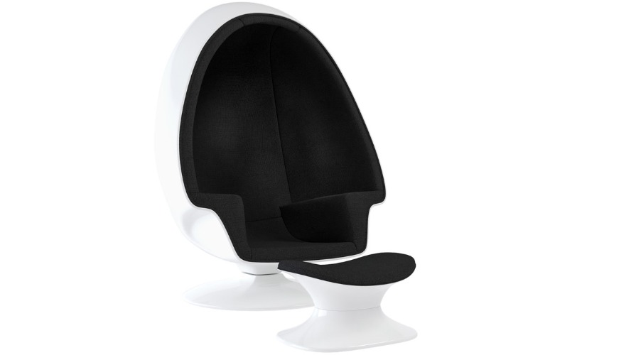 Alpha Egg Chair & Ottoman, Black